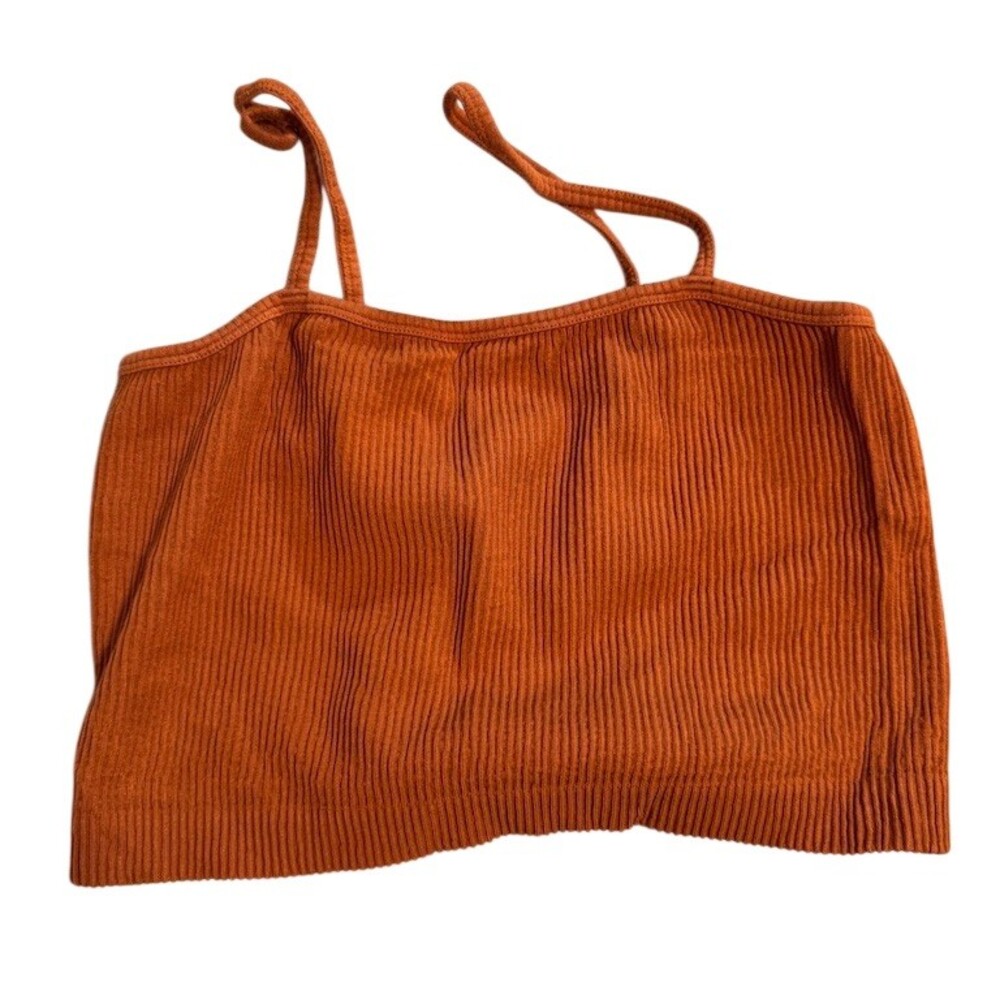 Arizona Jean Co Tank Top Womens XL Rust Orange Ribbed Knit Cropped Cami